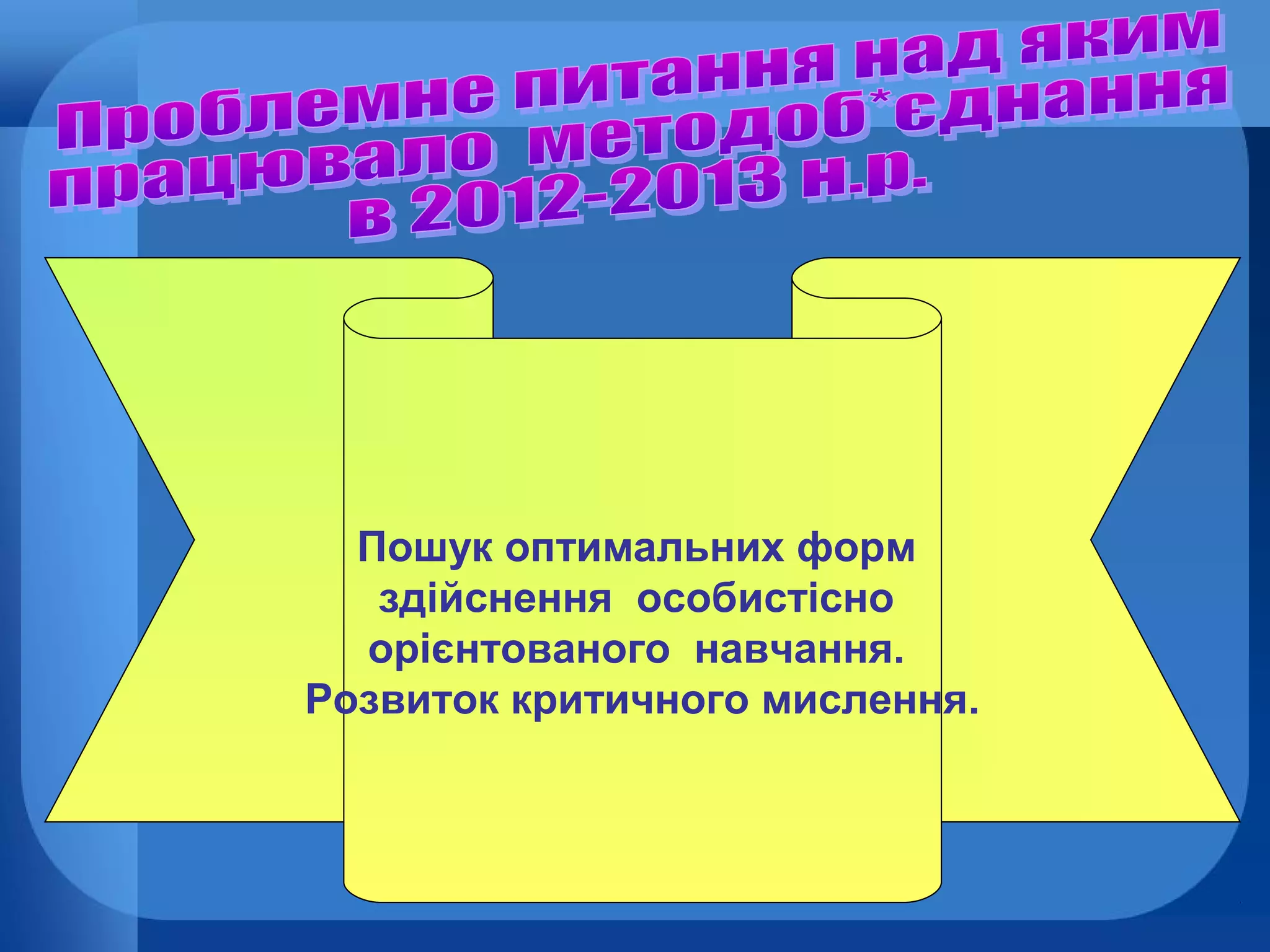 Пошук оптимальних форм
здійснення особистісно
орієнтованого навчання.
Розвиток критичного мислення.

 