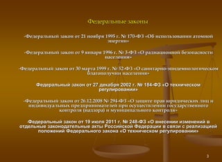 Радиационная Безопасность. Правовая База. Лекция 1, Ермолина Е.П.