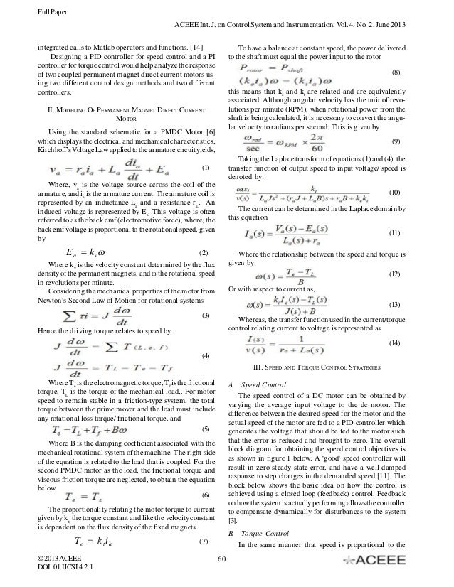 Speed and Torque Control of Mechanically Coupled Permanent Dir…
