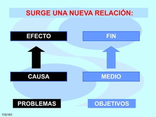 SURGE UNA NUEVA RELACIÓN:
EFECTO

FIN

CAUSA

MEDIO

PROBLEMAS
115/161

OBJETIVOS

 