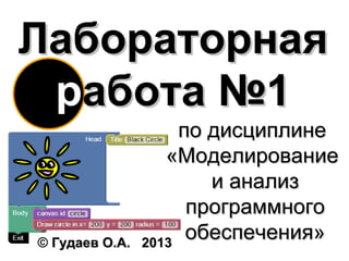 Лабораторная
работа №1

© Гудаев О.А.

по дисциплине
«Моделирование
и анализ
программного
обеспечения»
2013

 