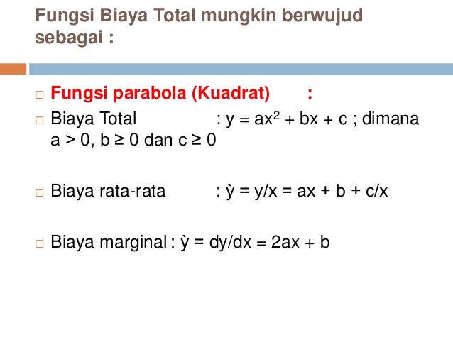 Aplikasi Turunan di Bidang Ekonomi