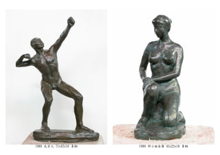 1989 北京人 71x42x16 青銅 1989 邱小姐坐像 45x22x18 青銅
 