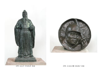 1975 孔夫子 57x23x19 青銅 1976 王貞治浮雕 40x40x7 青銅
 