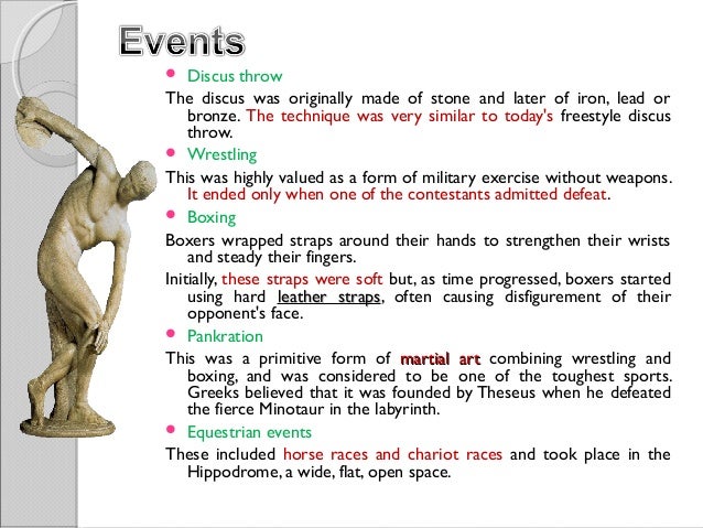 What events took place in the ancient Olympic Games?