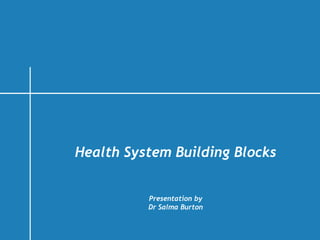 Health System Building Blocks
Presentation by
Dr Salma Burton

1|

 