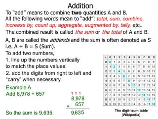 Addends Means 1.3 names and addition | PPTX