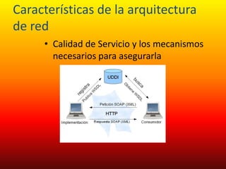 Características de la arquitectura
de red
• Calidad de Servicio y los mecanismos
necesarios para asegurarla

 