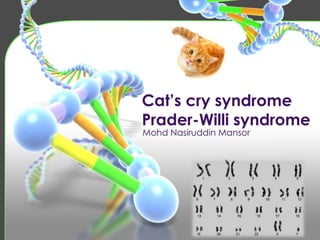 Cat’s cry syndrome
Prader-Willi syndrome
Mohd Nasiruddin Mansor

 