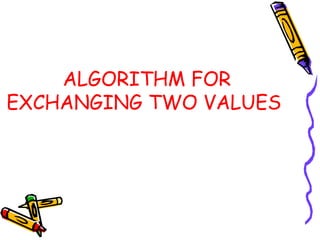 ALGORITHM FOR
EXCHANGING TWO VALUES

 