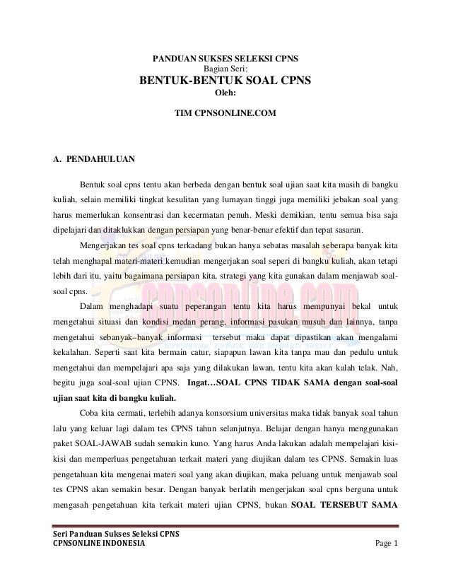 1 1 bentuk soal cpns 1 1 bentuk soal cpns