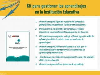 Kit para gestionar los aprendizajes
en la Institución Educativa

 