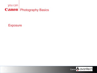 Photography Basics

Exposure

35

Canon Training Network.

 