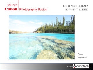 Photography Basics

Exposure
samples

Over
Correct
Under
exposure

38

Canon Training Network.

 