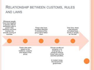 Relational Customs PI 1.1 the law, customs and rules | PPTX