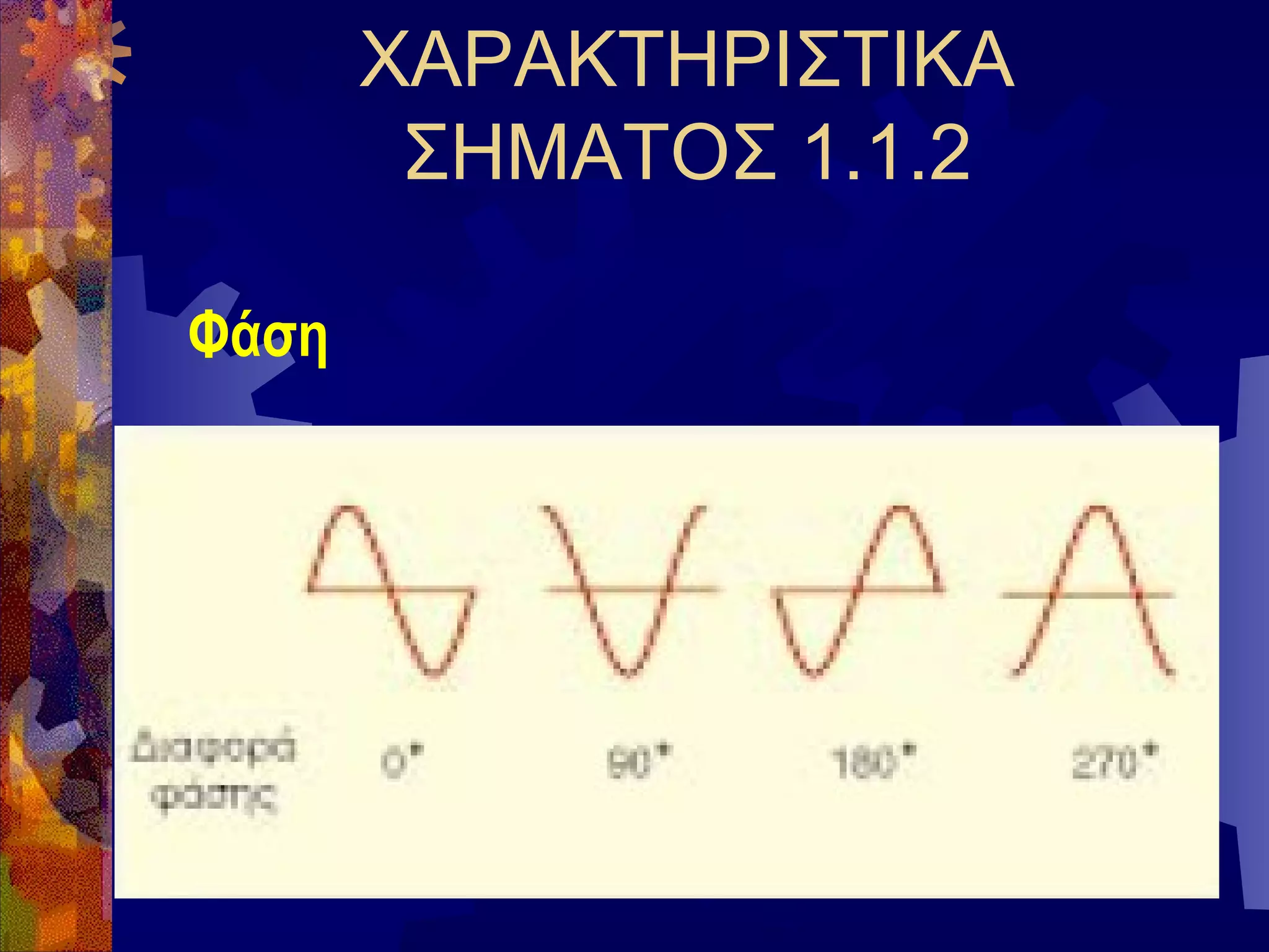 ΧΑΡΑΚΤΗΡΙΣΤΙΚΑ
ΣΗΜΑΤΟΣ 1.1.2
Φάση

 