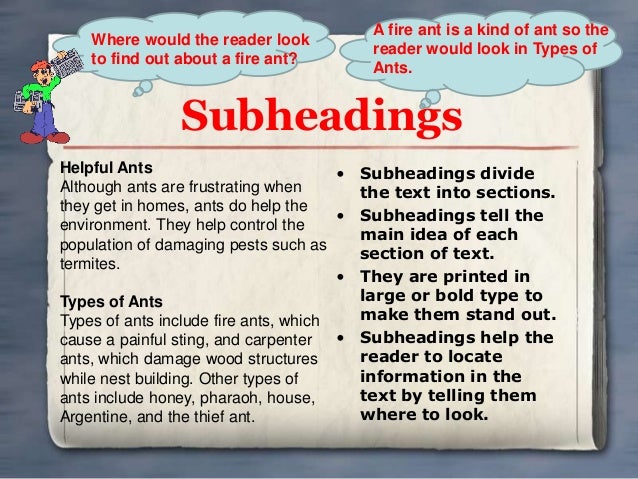 Text and Graphic features for Nonfiction Text