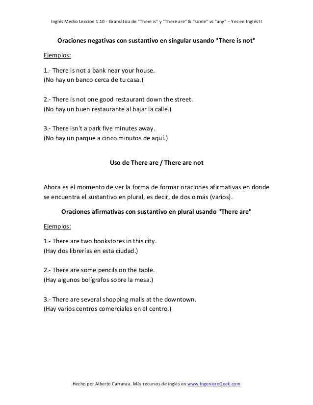 1 10 Gramatica De There Is Y There Are Y Usos De Some Y Any