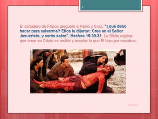 3

El carcelero de Filipos preguntó a Pablo y Silas:
. La Biblia explica
que creer en Cristo es recibir y aceptar lo que Él hizo por nosotros.

Brenda G.

 