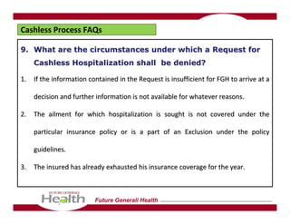 Cashless Process 1. health insurance orientation module | PDF