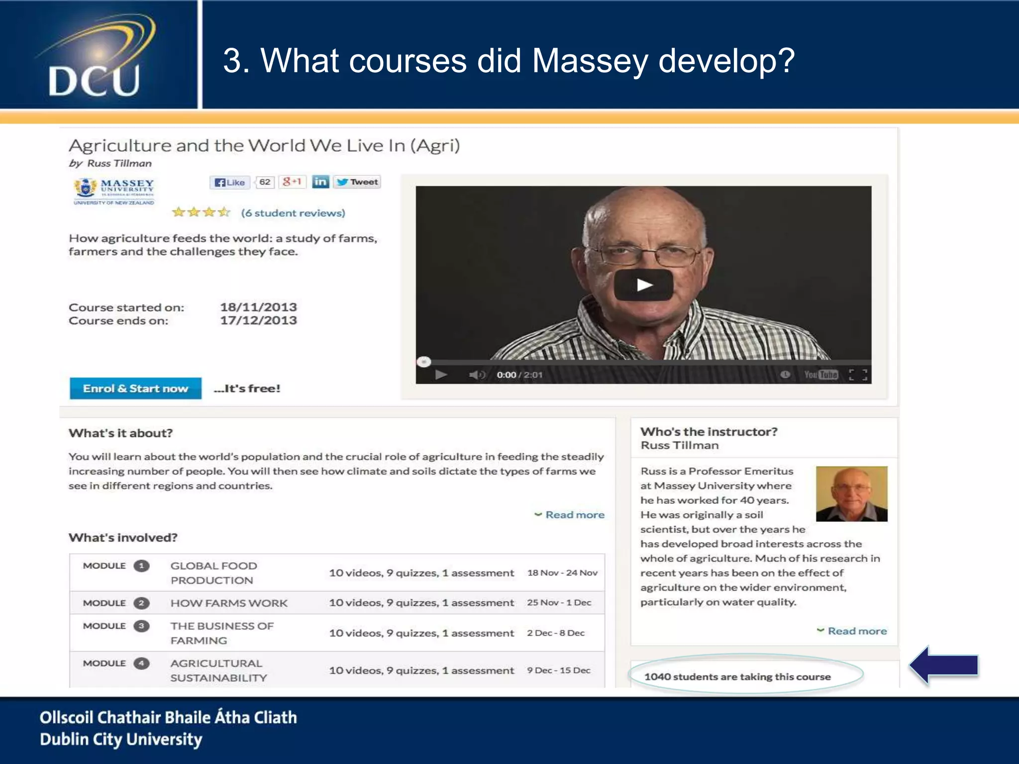 3. What courses did Massey develop?

 
