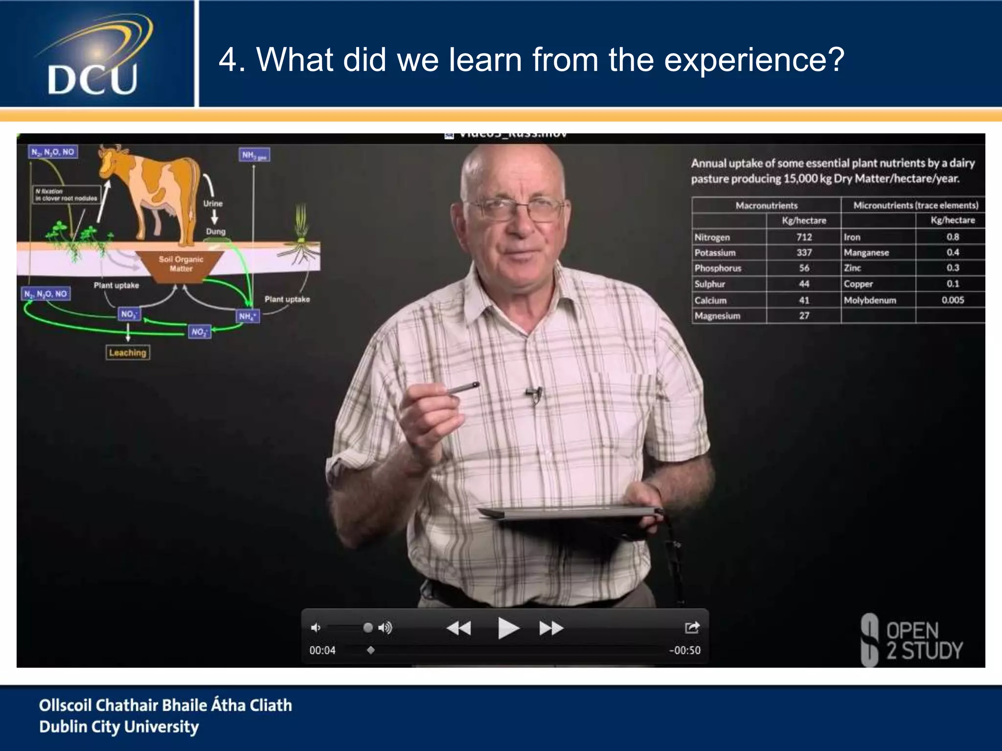 4. What did we learn from the experience?

 