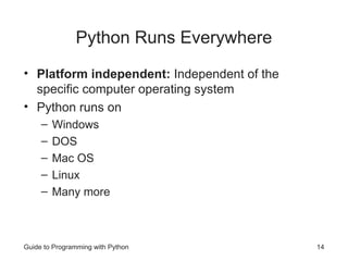 GUIDE TO PROGRAMMING WITH PYTHON | PPT