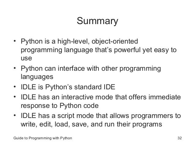 GUIDE TO PROGRAMMING WITH PYTHON
