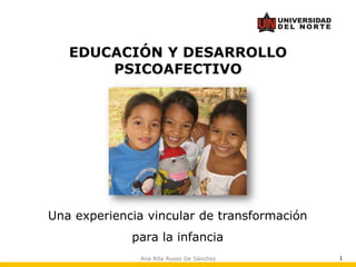Ana Rita Russo De Sánchez 1
Una experiencia vincular de transformación
para la infancia
EDUCACIÓN Y DESARROLLO
PSICOAFECTIVO
 