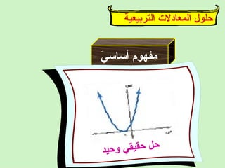 ‫ي‬َ ‫أساس‬ ‫مفهوم‬
‫التربيعية‬ ‫المعادل ت‬ ‫حلول‬
‫د‬‫ي‬‫ح‬‫و‬ ‫ي‬‫ق‬‫ي‬‫ق‬‫ح‬ ‫ل‬‫ح‬
 