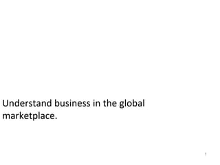 1
Objective 1.03
Understand business in the global
marketplace.
 