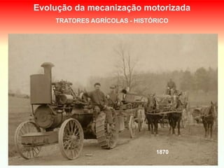 TRATORES AGRÍCOLAS - HISTÓRICO
Evolução da mecanização motorizada
1870
 