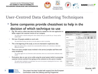 UCA: Data Gathering Techniques. Selection criteria