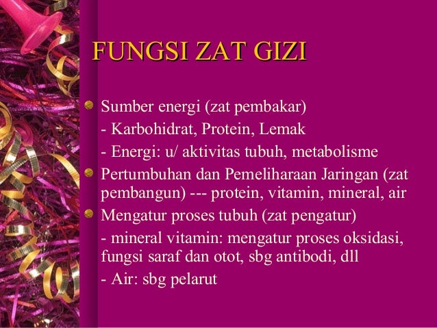Jenis Dan Peranan Zat Gizi Makro