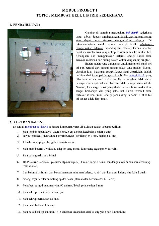  Alat  Dan  Bahan  Untuk Membuat Bel Listrik 