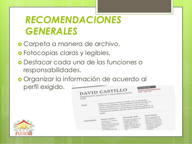 Exposición hoja de vida