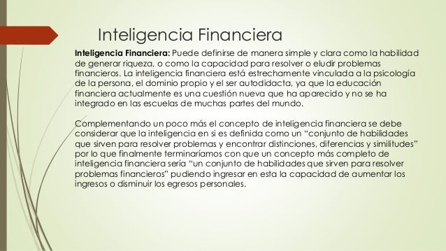 inteligencia y educación financiera