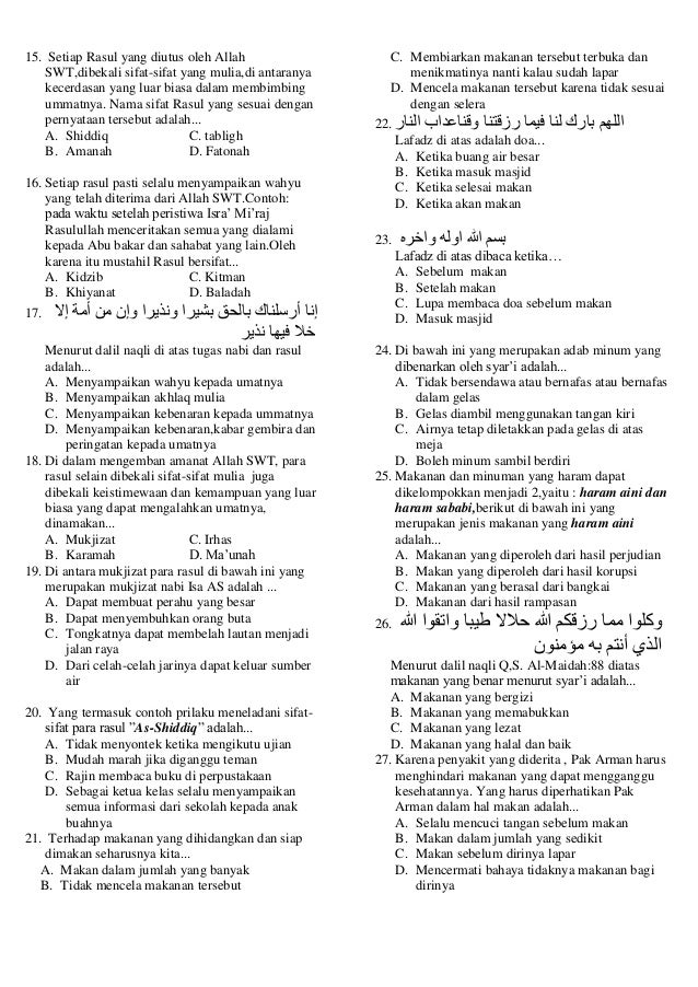 Soal Tentang Makanan Halal Dan Haram Beserta Jawabannya