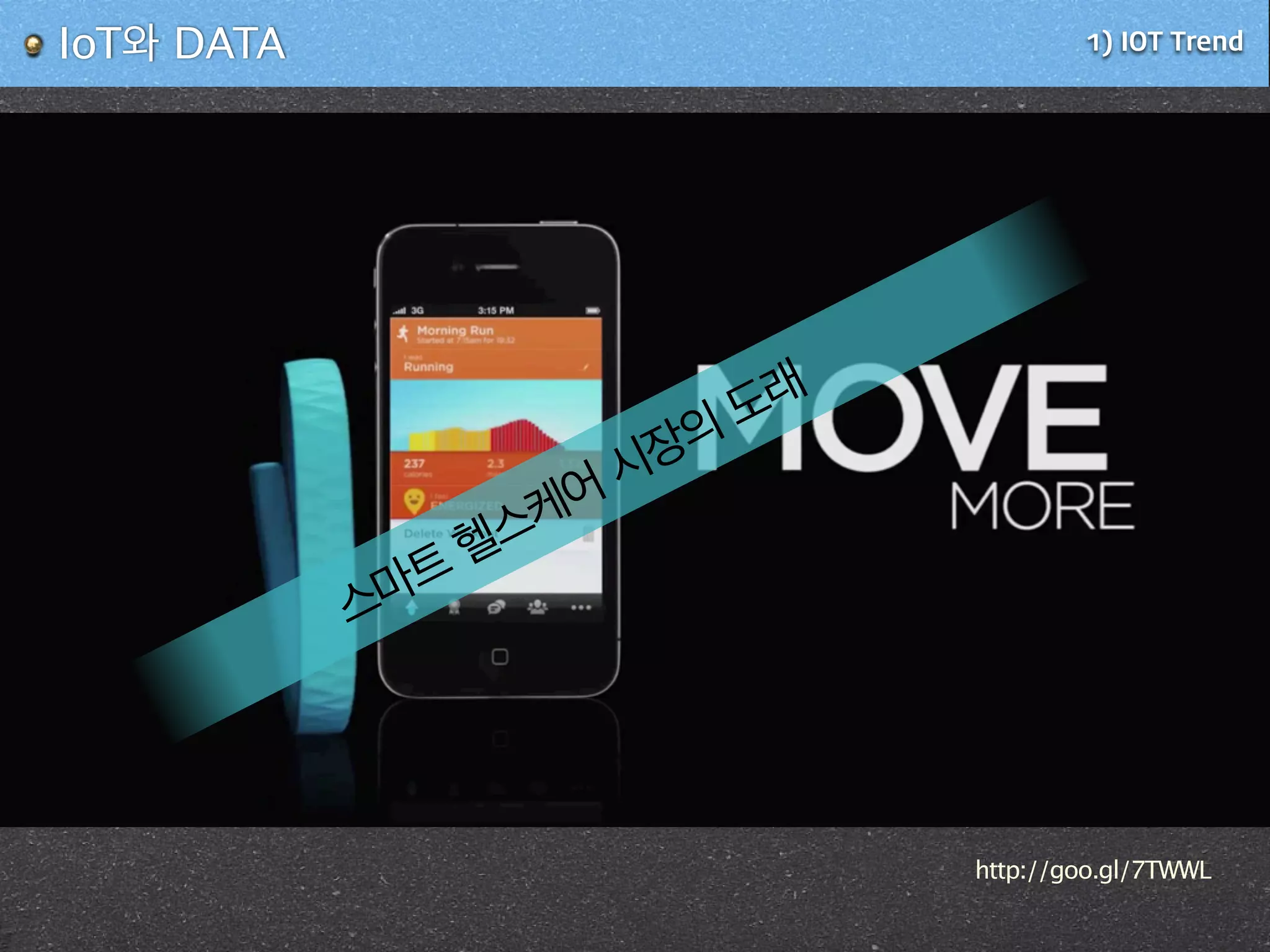 1) IOT TrendIoT와 DATA
http://goo.gl/7TWWL
스마트 헬스케어 시장의 도래
 