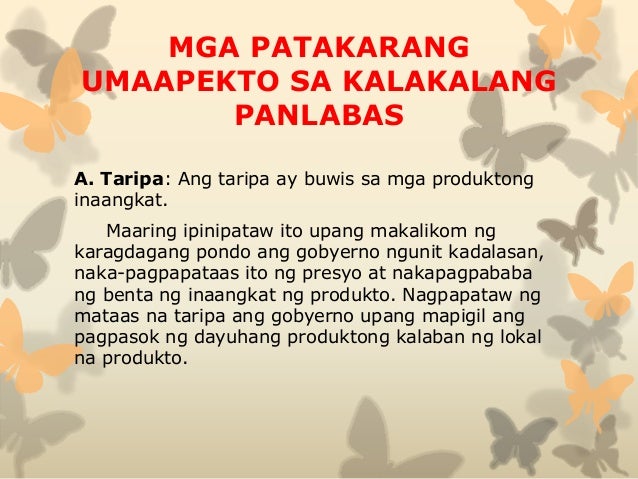 Kalagayan Ng Kalakalang Panlabas Ng Pilipinas Kalakalang Panlabas