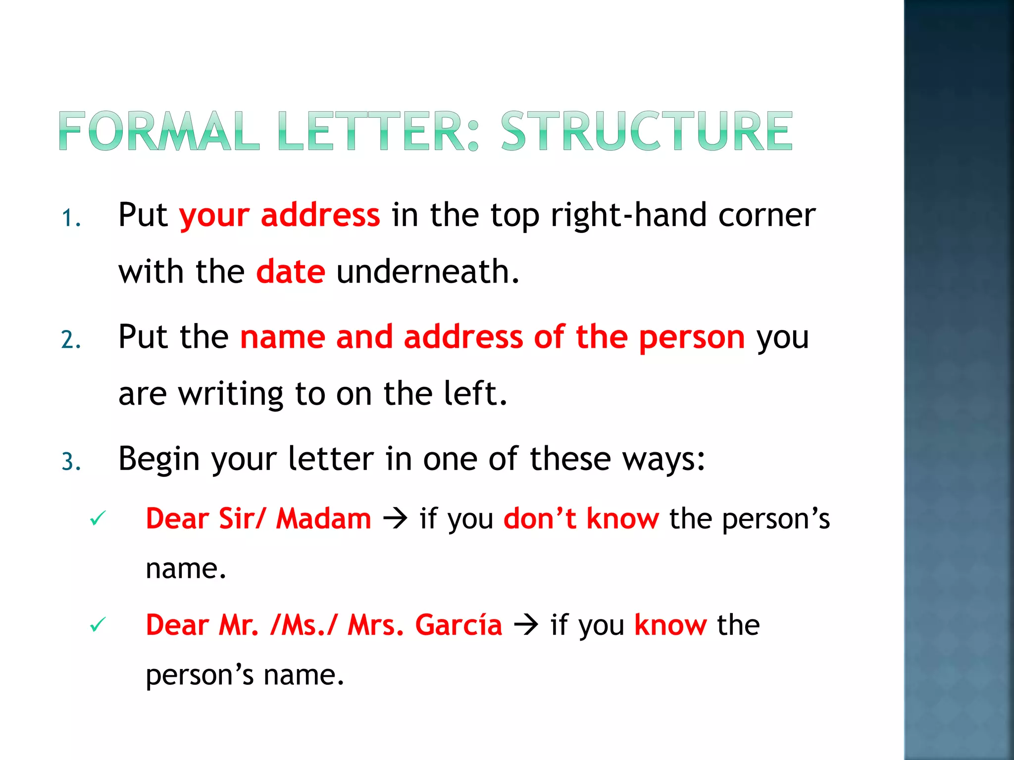 How to write a formal letter | PPTX