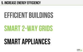 5. INCREASE ENERGY EFFICIENCY
EFFICIENT BUILDINGS
SMART 2-way grids
SMART APPLIANCES
 