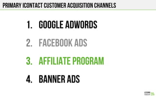 Primary icontact customer acquisition channels
1.  Google AdWords
2.  Facebook Ads
3.  Affiliate Program
4.  Banner Ads
 