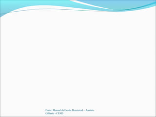 Fonte: Manual da Escola Dominical – Antônio
Gilberto - CPAD
 