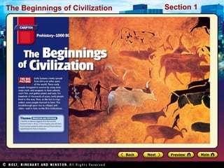 The Beginnings of Civilization Section 1
 