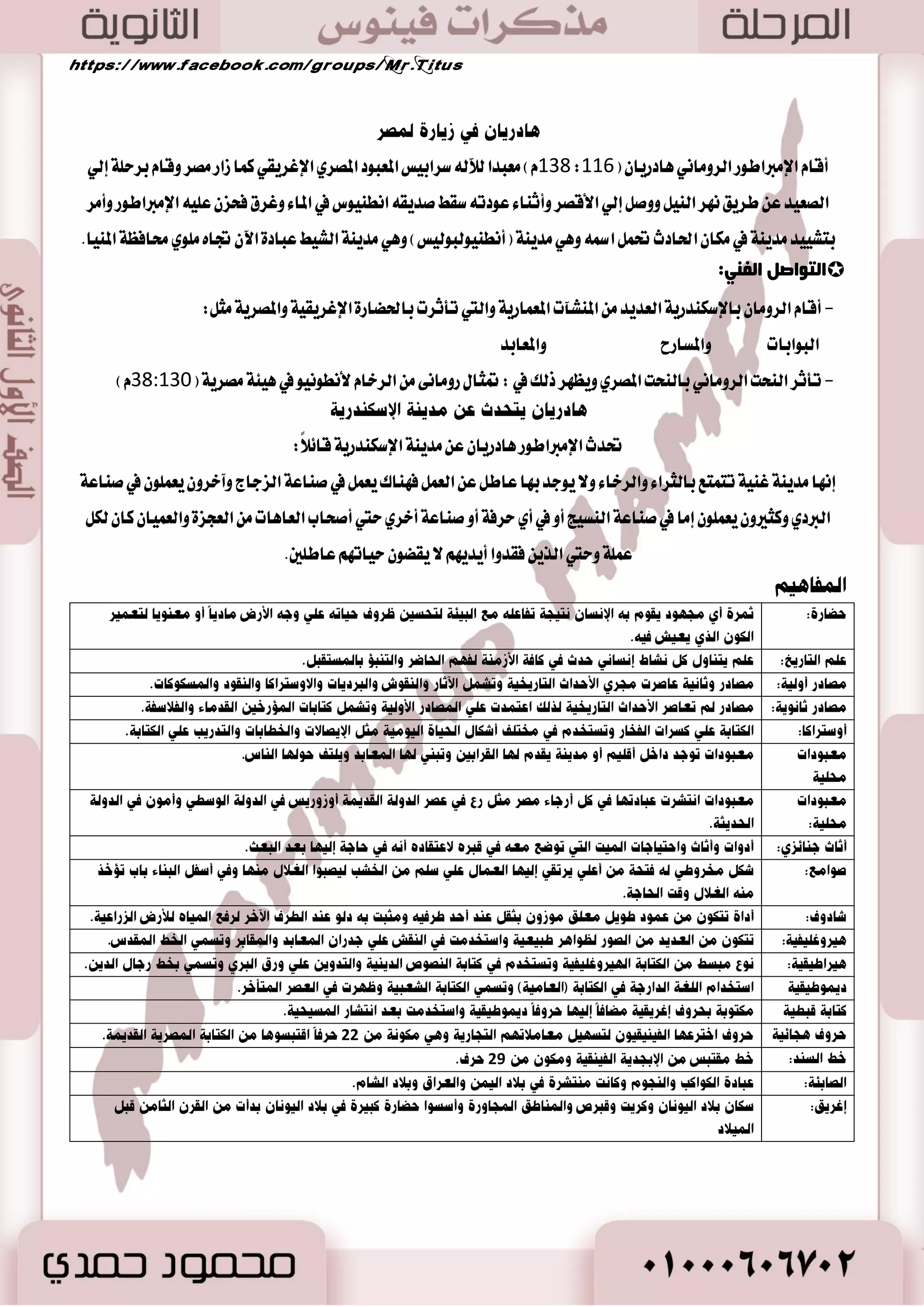 -ٚوب ذٔ ا وٌ بٕػبد ا ىٌج ١غح فٟ عٚ بِ ا مٌض ٠ خّ رز ضّ فٟ ا ٢رٟ: 
-4 ا زٌؼض ٠ :ٓ اغتدس تَ الم آد ٫غتدطاز المعاز ايتي اغتدس تَ في ق آع ١ ا٭زٚات ٚا٭غ شً ١ ن اُ تم اغتدطاز ن ُٝات 
نبير ٠ ايص بٖ ٚايؿه ١ ايتي تػتدس في ق آع ١ ايكطع اي كٓسٜ ١ ٚالمجٛ طٖات ٚتم اغتدسا اؿسٜس ٚايطقام 
81 
. ٚايككسٜط في ق آع ١ ا٭غ شً ١ 
. -7 ا ذٌّبعغ: ٚؾطت المحادط اؿذاض ٠ يب آ ٤ المؿطٚعات المدت ؿً ١ 
. -3 ا فٌشبع: أ ؿْأت ضٚ اَ كَا عْ قػير ٠ أد ق آع ١ ايؿداض ظا بْ ايك آعات ايٝسٜٚ ١ 
. -1 ه بٕػبد أسغٞ: تمج تً في ق آع ١ اي ػٓٝر ٚايكباغ ١ ٚق آع ١ ايطٛب ٚاي ذٓاض ٠ 
3( ا زٌجبعح: ( 
فٟ ا ؼٌوغ ا ىٌٍّٟ  
. - 0 نا تْ ايتذاض ٠ في ضٚ اَ قاقط ٠ ع ًٞ تباز ايبهاع ١ ٚايػ عً بين ا٭قايٝ ايطٚ اَ ْٝ ١ 
أص بٕء ا ذٌى الا جِغا ُٛعٜ  
- اػصاص ا لٌٕب ا زٌجبعٞ ظِٕ أ ثضأ ػٙض الإ جِغا ُٛع ٠خ ا غٌٚ بِ ١ٔخ ػ ٍٟ ٠ض أغـ ؾِ.ثـجت: 
- 0 ٖٝ ١ُٓ اٱزاض ٠ المطنعٜ ١ في ضٚ اَ ع ًٞ اٱ بَراطٛضٜ ١ في ايساخ ٚاـاضز. 
- 2 تأ يَن الم ٬س ١ ايبشطٜ ١ بؿه قٛ ٠ ا٭غطٛ ايطٚ اَ ْٞ. 
- 3 ؾتح أغٛام دسٜس ٠ في أؾطٜكٝا ٚإغبا ْٝا. 
- 4 إعطا ٤ ايؿطق ١ يكططاد ١ لم اُضغ ١ ؿْاط اٗ ايتذاضٟ دسٜس. 
 . أقبح ايبشط المتٛغط ططٜكاً زاخ ًٝاً ي طًبط بين ايٛ ٫ٜات ايطٚ اَ ْٝ ١ 
 . نا تْ ايػؿ ايتذاضٜ ١ ايطٚ اَ ْٝ ١ تَكس ١َ بؿه نبير ع ًٞ ايػؿ ايٝٛ اْ ْٝ ١ 
و بّ رؼضصد ا غٌِق ا زٌجبع ٠خ ٚا جٌ بٌئغ ا زٌجبع ٠خ ضِ :ً  
ططٜل ايبدٛض ـ ططٜل شما أؾطٜكٝا ـ ططٜل ايبشط ا٭غٛز ـ غ ػً ١ً ايططم الم تٓؿط ٠ في أٚضٚبا. 
ا مٌٕٛص:  
 . ا تٖ ايطٚ اَ بتٛؾير ايع ٬ُت اي كٓسٜ ١ اـاق ١ ب يتػ ٝٗ المعا ٬َت ايتذاضٜ ١ 
 نا تْ تك عٓ ايؿه ١ ٚايص بٖ ٚايبرٚ عْ. 
ثاىيا: الحياة السياسية 
نا تْ ضٚ اَ ٖٞ عاق ١ُ اٱ بَراطٛضٜ ١ ايتي ؿْأت في إٜطايٝا ٚ طَت بج ٬خ أ عْ ١ُ غٝاغٝ ١ ٖٞ: 
اي عٓا الم هًٞ ـ اي عٓا اؾ ُٛٗضٟ ـ اي عٓا ا٭ بَراطٛضٟ 
513 ق. .َ( 1( ا ظٌٕب ا ىٌٍّٟ ) -753 ( 
 تأغػت ضٚ اَ صَٓ عا 753 م. .ّ ع ًٞ اي عٓا الم هًٞ. 
ا هٌٍّ:  . بٝسٙ ايػ طً ١ ايع ًٝا في ايؿ ٦ٛ ايسٜ ٝٓ ١ ٚايكها ٥ٝ ١ ٚايػٝاغٝ ١ ٚايعػهطٜ ١ ٚوه سَٟ اؿٝا ٠ 
جِ ؾٍ ا لٌ ١ٛر:  ٜتهٛ 311 عهٛ ايطبك ١ ا ٫ضغتكطاطٝ ١ -ٜعتبر ف ؼً اغتؿاضٟ ي وًًُ 
 