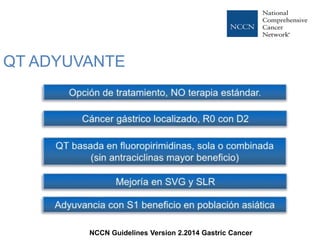 QT EN TERAPIA AVANZADA
NCCN Guidelines Version 2.2014 Gastric Cancer
 