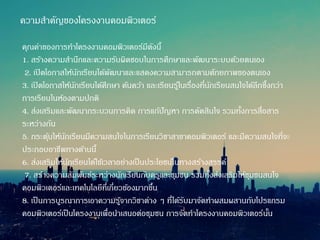 ความสาคัญของโครงงานคอมพิวเตอร์ 
คุณค่าของการทาโครงงานคอมพิวเตอร์มีดังนี้ 1. สร้างความสานึกและความรับผิดชอบในการศึกษาและพัฒนาระบบด้วยตนเอง 2. เปิดโอกาสให้นักเรียนได้พัฒนาและแสดงความสามารถตามศักยภาพของตนเอง 3. เปิดโอกาสให้นักเรียนได้ศึกษา ค้นคว้า และเรียนรู้ในเรื่องที่นักเรียนสนใจได้ลึกซึ้งกว่า การเรียนในห้องตามปกติ 4. ส่งเสริมและพัฒนากระบวนการคิด การแก้ปัญหา การตัดสินใจ รวมทั้งการสื่อสาร ระหว่างกัน 5. กระตุ้นให้นักเรียนมีความสนใจในการเรียนวิชาสาขาคอมพิวเตอร์ และมีความสนใจที่จะ ประกอบอาชีพทางด้านนี้ 6. ส่งเสริมให้นักเรียนได้ใช้เวลาอย่างเป็นประโยชน์ในทางสร้างสรรค์ 7. สร้างความสัมพันธ์ระหว่างนักเรียนกับครูและชุมชน รวมทั้งส่งเสริมให้ชุมชนสนใจ คอมพิวเตอร์และเทคโนโลยีที่เกี่ยวข้องมากขึ้น 8. เป็นการบูรณาการเอาความรู้จากวิชาต่าง ๆ ที่ได้รับมาจัดทาผสมผสานกับโปรแกรม คอมพิวเตอร์เป็นโครงงานเพื่อนาเสนอต่อชุมชน การจัดทาโครงงานคอมพิวเตอร์นั้น  