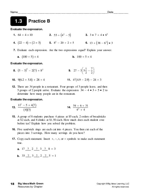 Lesson 1.3 Practice B Algebra 1 31+ Pages Solution [1.2mb] - Updated 2021 