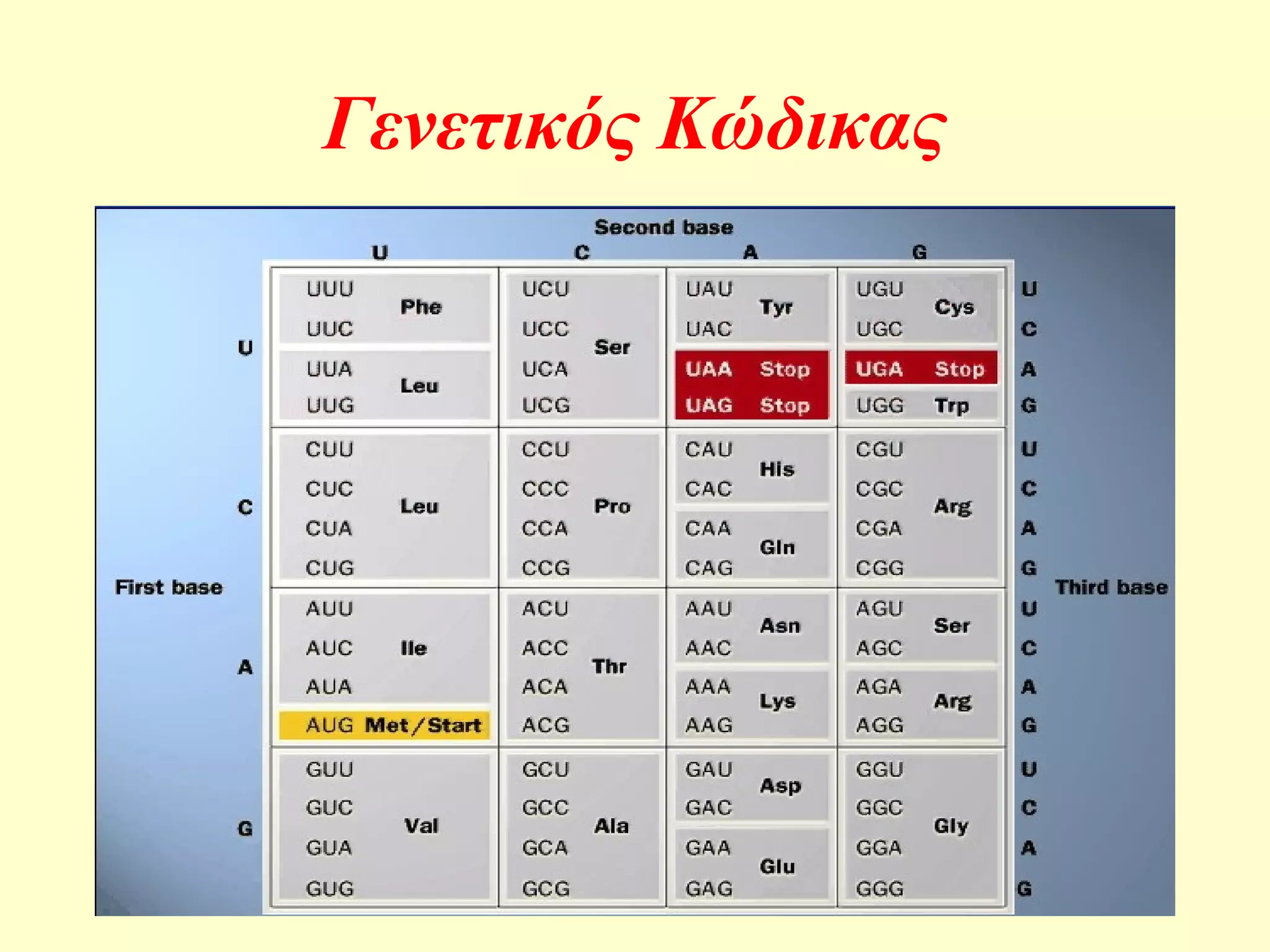 Γενετικός Κώδικας 
 
